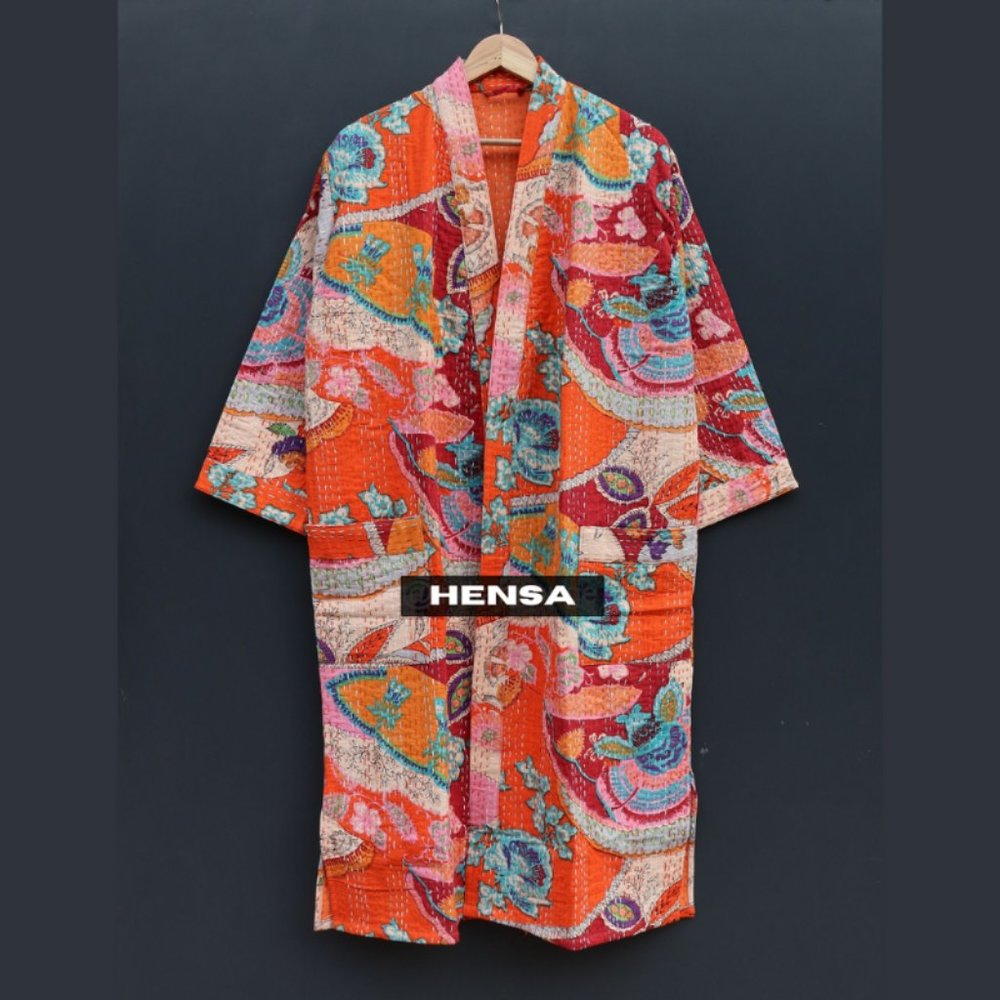 Floral Kantha Robe, Kantha Jacket